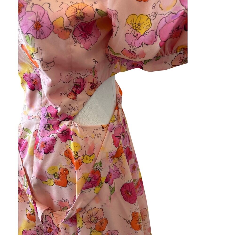 AMUR Women's Flowers in Cloud Short Sleeves Jewel Neck Cole Cutout Dress Size 2 - Picture 8 of 10